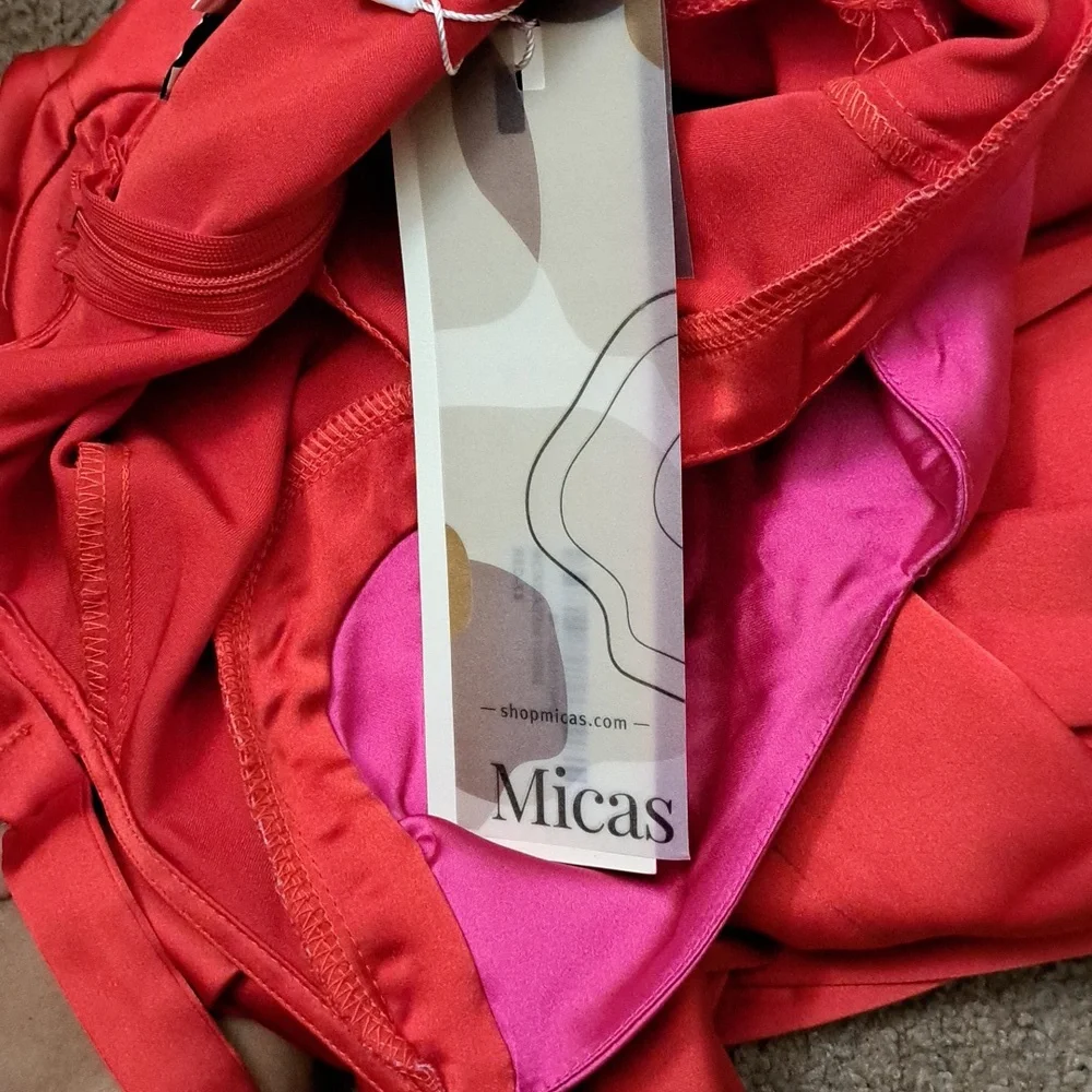 Micas Two-tone Satin Red Dress NWT - Picture 11 of 13